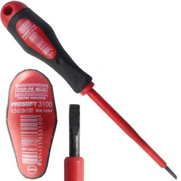 Cer-Pa Norm 3100 Elektrikçi Düz Tornavida 1000V 0.6x3.0x100mm
