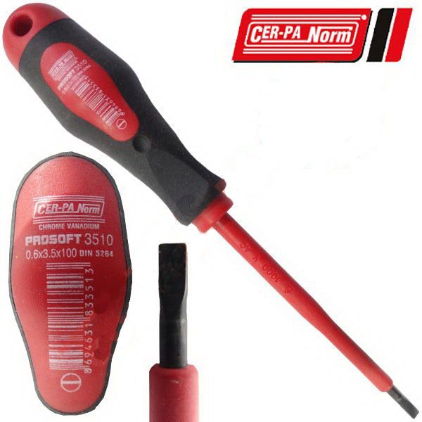 Cer-Pa Norm 3510 Elektrikçi Düz Tornavida 1000V 0.6x3.5x100mm