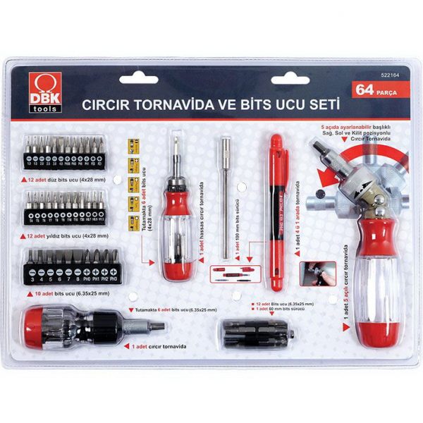 DBK 522164 Cırcır Tornavida Bits Ucu Seti 64 Parça