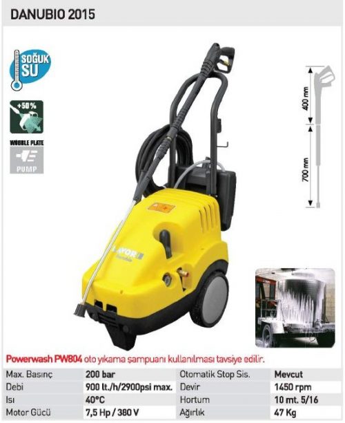 Lavor DANUBIO 2015 / 200Bar 7.5Hp Monofaze Yüksek Basınçlı Yıkama Makinası