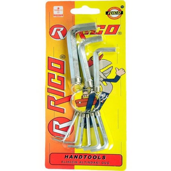 Rico 013-RC0201 / 10 Parça Allen Anahtar Takımı Düz Kısa