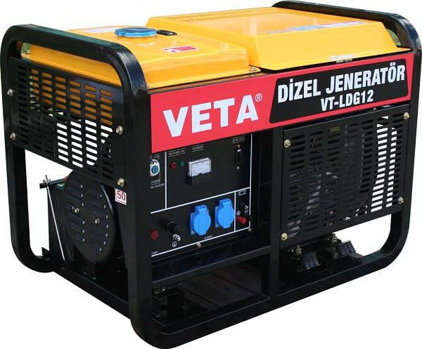 Veta VT-LDG12 / 11kW 20Hp Dizel Marşlı Çift Silindirli Monofaze Jeneratör