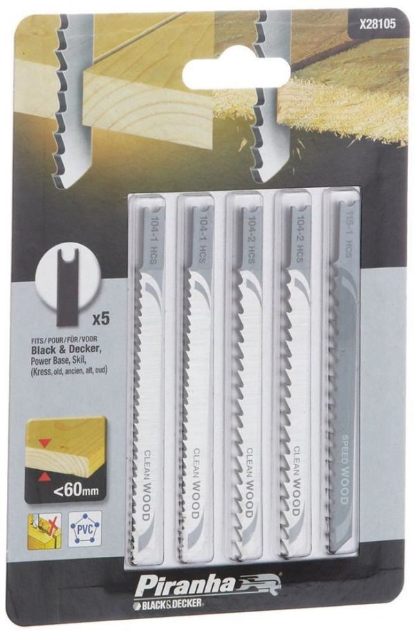 Black&Decker X28105 5 Parça U Tipi Ahşap Dekupaj Bıçak Seti