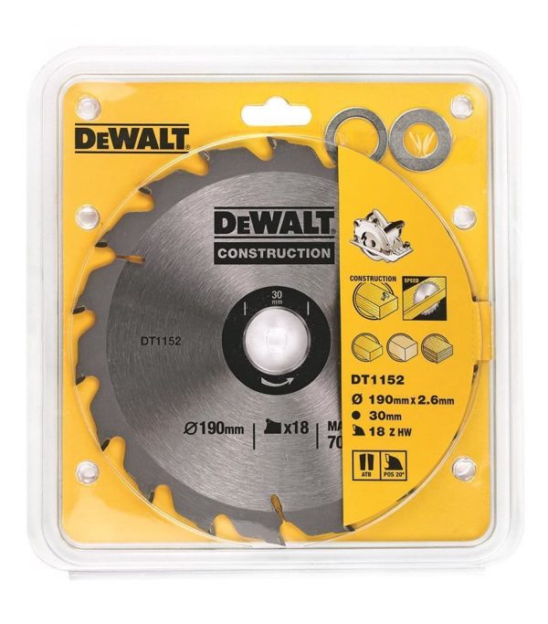Dewalt DT1152 1 Adet 190x30mm 18 Diş Daire Testere Bıçağı