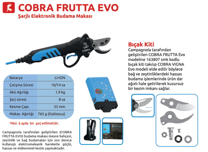 Campagnola COBRA FRUTTA EVO Şarjlı Elektronik Budama Makası