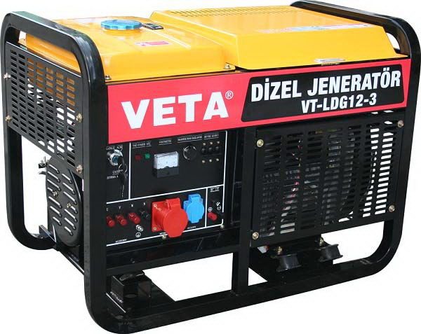 Veta VT-LDG12-3 / 13.7kW 20Hp Dizel Marşlı Çift Silindirli Trifaze Jeneratör