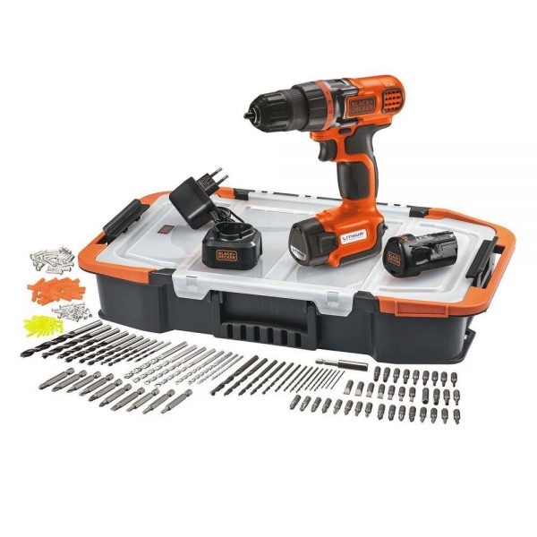 Black&Decker EGBL108BAST 10.8Volt/1.5Ah Li-ion Çift Akülü Vidalama 165 Parça Delme Vidalama Seti