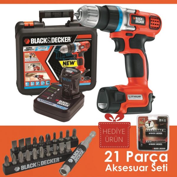 Black&Decker EGBL108KB 10.8Volt/1.5Ah Li-ion Çift Akülü Vidalama