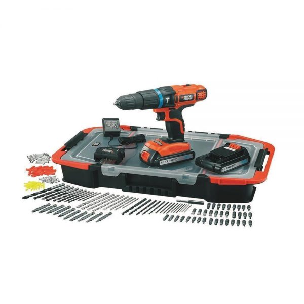 Black&Decker EGBL188BAST 18Volt/1.5Ah Li-ion Çift Akülü 2 Vitesli Darbeli Matkap + 165 Parça Delme Vidalama Seti