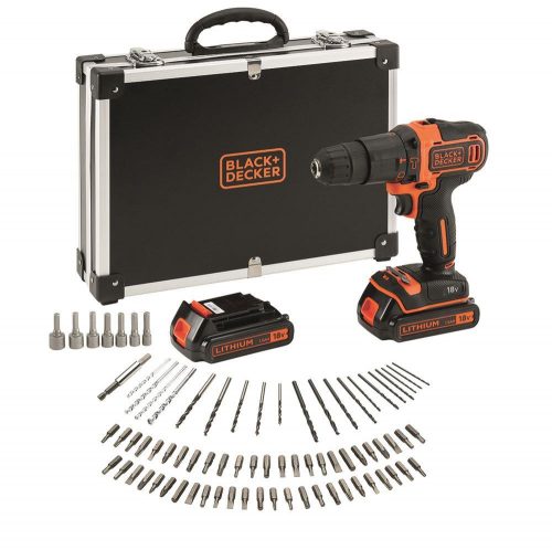 Black&Decker BDCHD18BAFC 18Volt/1.5Ah Li-ion Çift Akülü Darbeli Matkap 80 Parça Delme Vidalama Seti