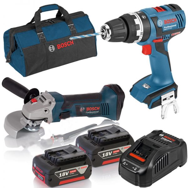 Bosch GSB 18 V-EC ve GWS 18-125 V-LI Çift Akülü Set 18V 5.0Ah